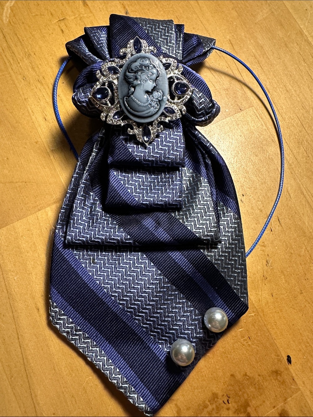 Geoffrey Beene Navy Blue Necklace Tie with Cameo Accent